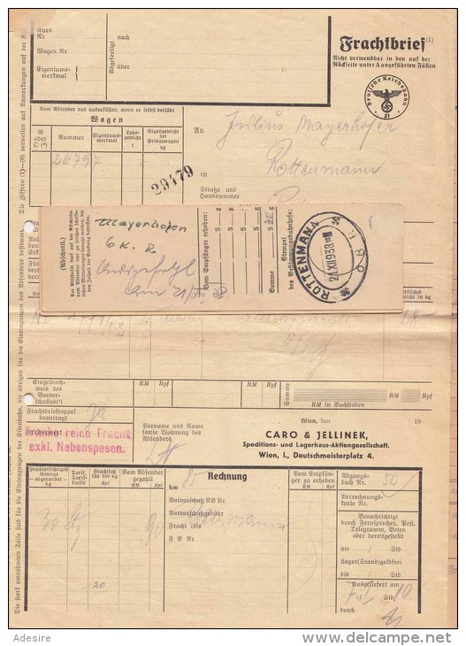 Frachtbrief Der Deutschen Reichsbahn 1938, Mit 2 Expressgutkarten, Mehrere Stempel, 3 Seiten A4 Format, Gefaltet - Briefe U. Dokumente