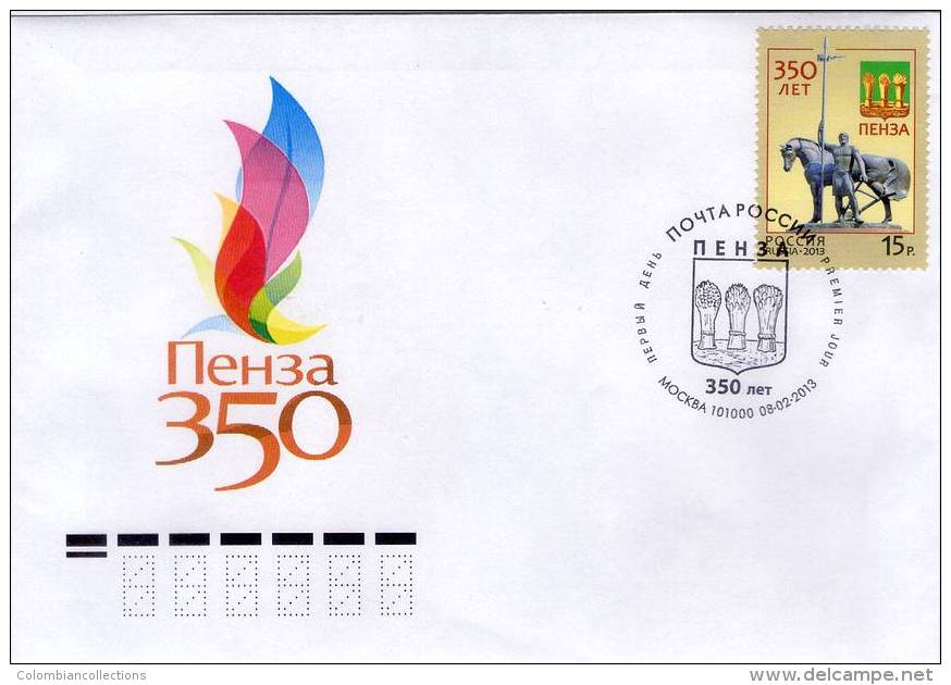 Lote 1910, 2013, Rusia, Russia, FDC, Coat Of Arms - The 350th Anniversary Of The City Of Penza, Horse, Art - FDC