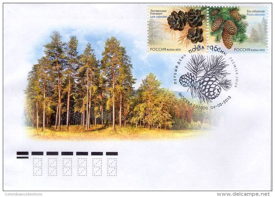 Lote 1921-4, 2013, Rusia, Russia, FDC, Flora Of Russia - Cones. Self Adhesive Stamps, 2 FDC - FDC