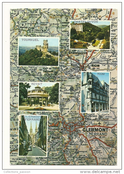 Cp, Carte Géographique, Auvergne - Landkarten