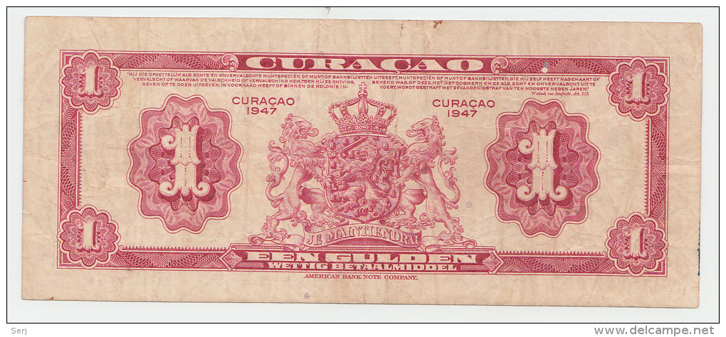 CURACAO 1 GULDEN 1947 VF+ P 35b 35 B - Antilles Néerlandaises (...-1986)