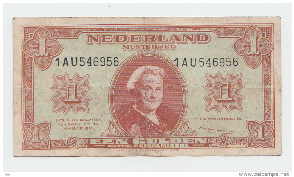 Netherlands 1 Gulden 1945 VF+ P 70 - 1 Gulden