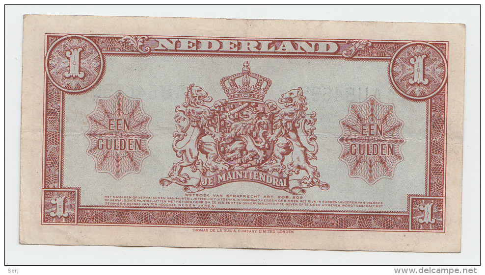 Netherlands 1 Gulden 1945 VF+ P 70 - 1 Gulden