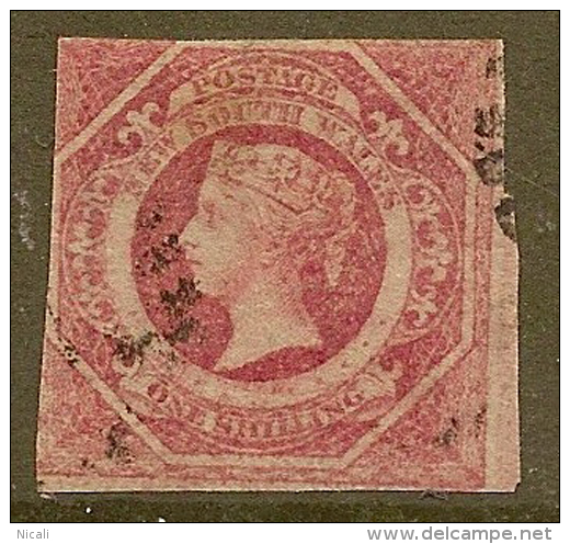 NSW 1854 QV 1/- Rosy-Vermilion SG 99 U #KC - Gebruikt