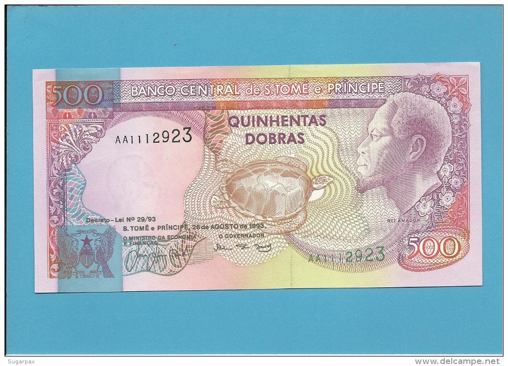 SAINT THOMAS & PRINCE - 500 DOBRAS - 26.08.1993 - UNC - P63 - REI AMADOR - Sao Tome And Principe