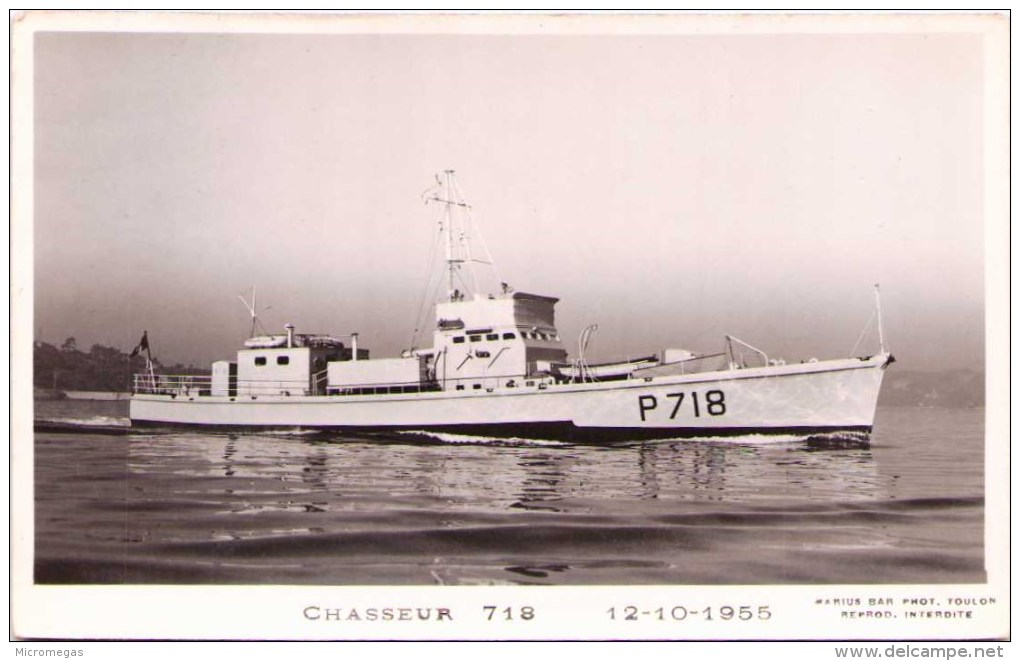 Chasseur "718" - 12-10-1955 - Carte-photo - Guerre