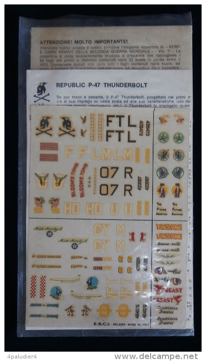 Décalcomanies Decal Set E.S.C.I. AVIATION Republic P-47 THUNDERBOLT 1970/80 WW2 Guerre 39-45 - Avions & Hélicoptères