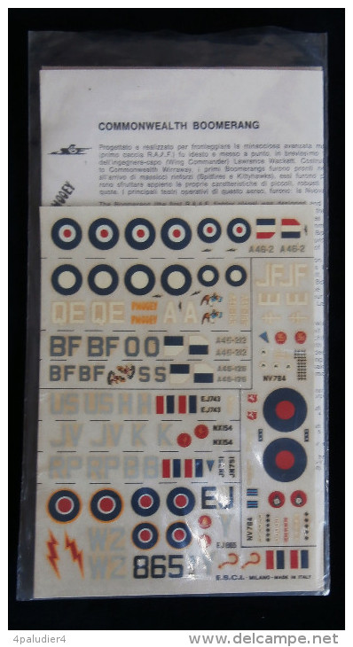 Décalcomanies Decal Set E.S.C.I. AVIATION COMMONWEALTH BOOMERANG 1970/80 WW2 Guerre 39-45 - Avions & Hélicoptères