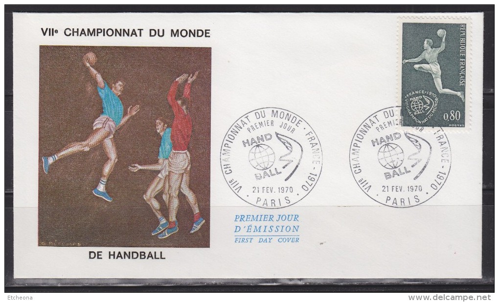 = 7ème Championnat Du Monde De Handball, 21.2.70, Premier Jour, Paris, N°1629 Enveloppe - Hand-Ball