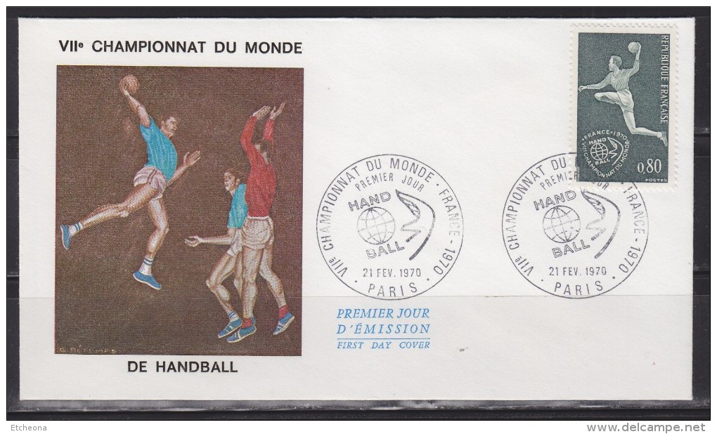 = 7ème Championnat Du Monde De Handball, 21.2.70, Premier Jour, Paris, N°1629 Enveloppe - Handball
