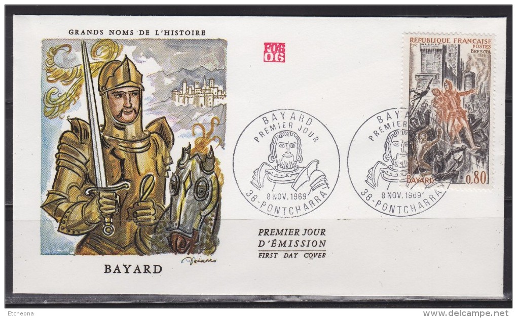 = Enveloppe 1er Jour Le Chevalier Bayard 38 Pontcharra 8.11.70 N°1617 à La Bataille De Brescia - Autres & Non Classés