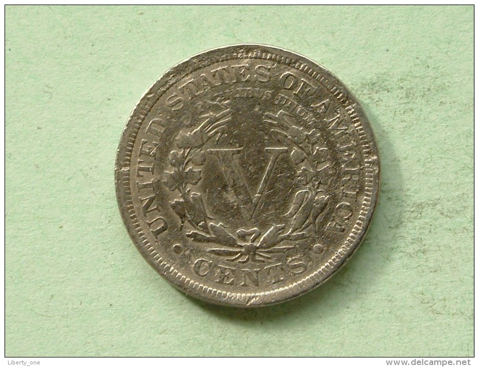 1908 - Five Cents / KM 112 ( Uncleaned - For Grade, Please See Photo ) ! - 1883-1913: Liberty (Liberté)