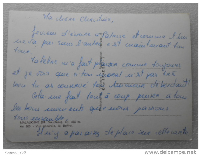 CP 84 Vaucluse   MALAUCENE - Vue Générale ,  Le Béffroi    Ac  680 1970 - Malaucene