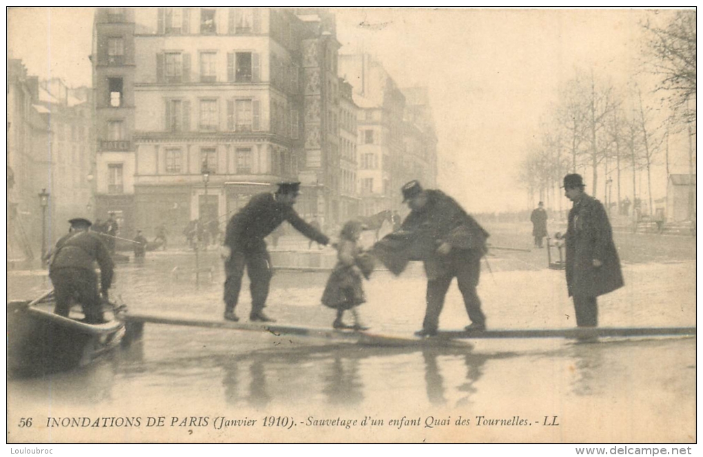 PARIS INONDATIONS 1910  SAUVETAGE ENFANT QUAI DES TOURNELLES - Alluvioni Del 1910