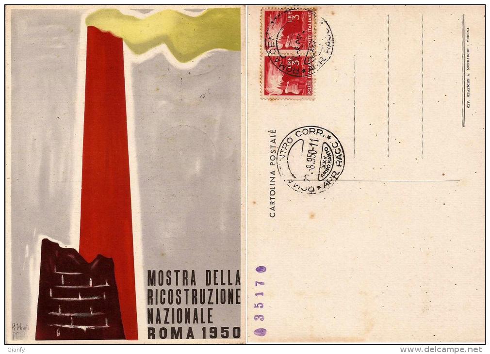 ROMA MOSTRA RICOSTRUZIONE NAZIONALE 1950 ILLUSTRATORI MONTI &amp; PEROTTI ANN SPEC - Manifestazioni