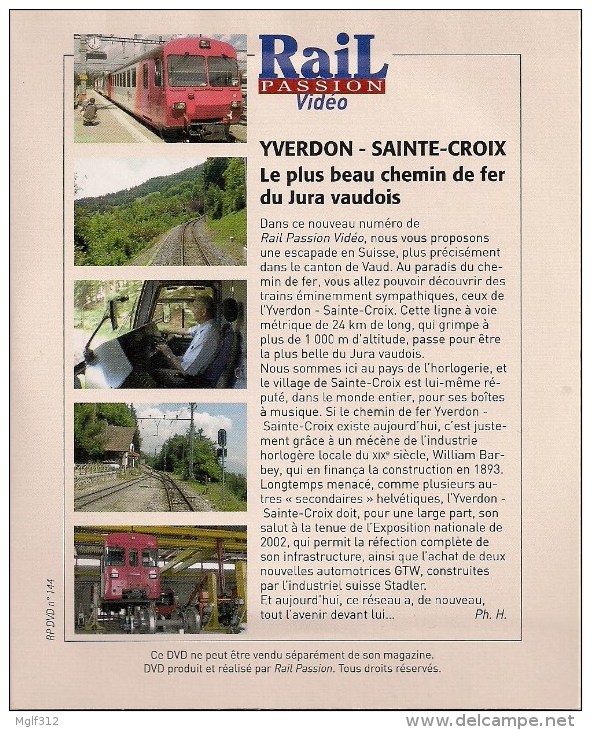 TRAINS : SUISSE (JURA VAUDOIS) Chemin De Fer YVERDON - SAINTE-CROIX  DVD La Vie Du Rail - Documentary