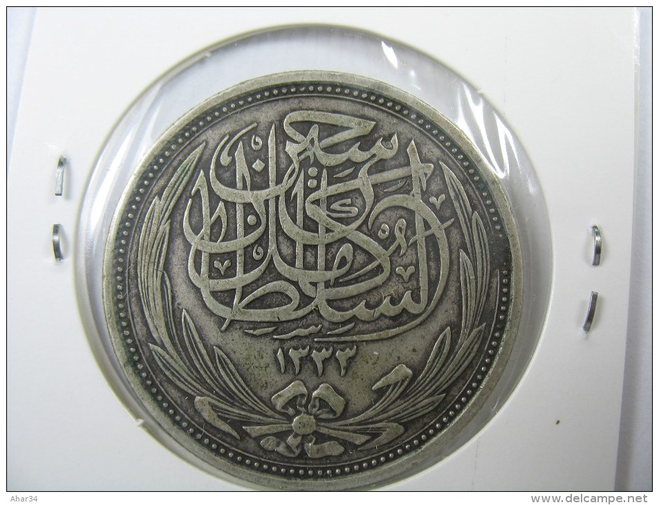 EGYPT 10 PIASTRES 1917 SILVER VERY NICE GRADE . - Egipto