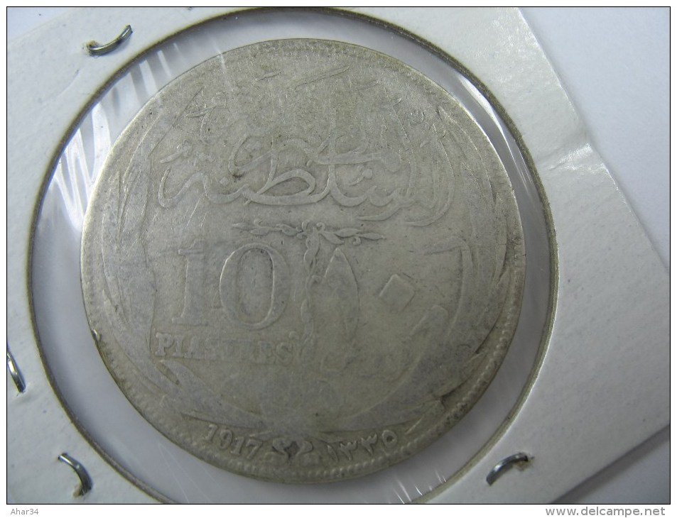 EGYPT 10 PIASTRES 1917 SILVER . - Egypte