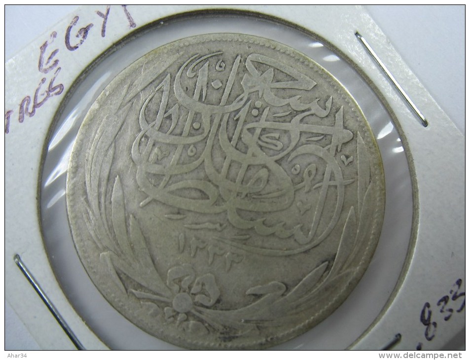 EGYPT 10 PIASTRES 1917 SILVER . - Egypte