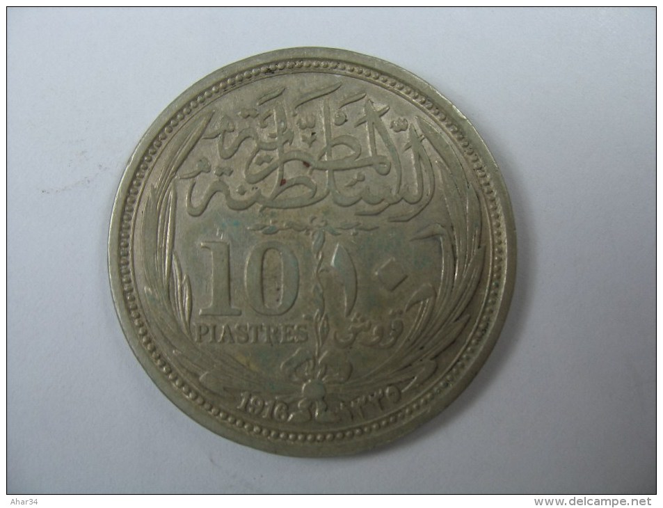 EGYPT 10 PIASTRES 1916  SILVER . - Egypte