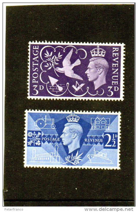 1946 Gran Bretagna - Anniversario Della Vittoria - Unused Stamps
