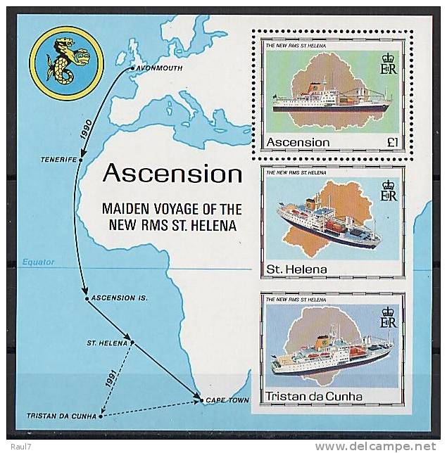 ASCENSION  // Lancement Bateau St Helena // NEUFS - MNH // BF  émission Jointe St Helena Et Tristan Da Cunha - Ascension (Ile De L')