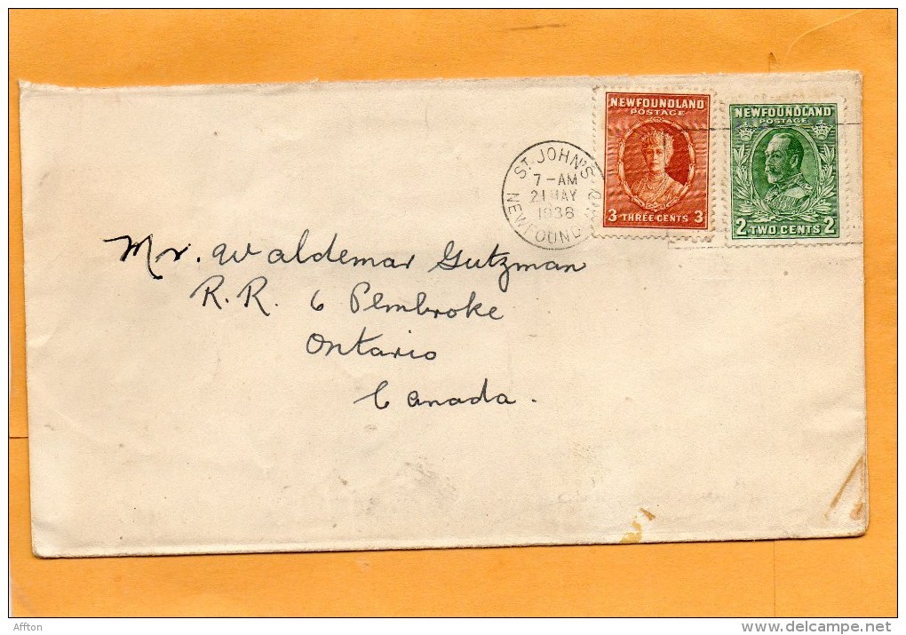 Newfoundland 1938 Cover Mailed - 1908-1947