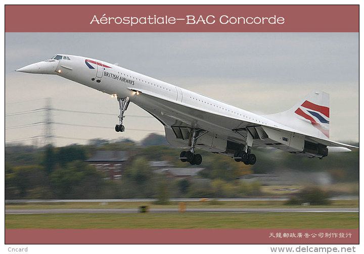 [ T10-079 ]  Supersonic Aérospatiale-BAC Concorde Aircraft Airplane  , China Pre-stamped Card, Postal Stationery - Concorde