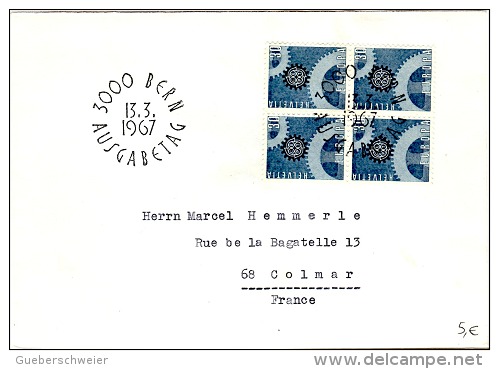 EUR67-L6 - SUISSE FDC EUROPA 1967 Avec Bloc De 4 - Lettres & Documents