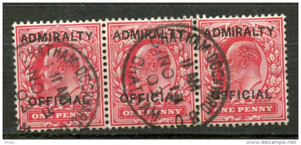 Great Britain 1903 1p King Edward VII Admiralty Overprint Issue #O73 Triple - Service