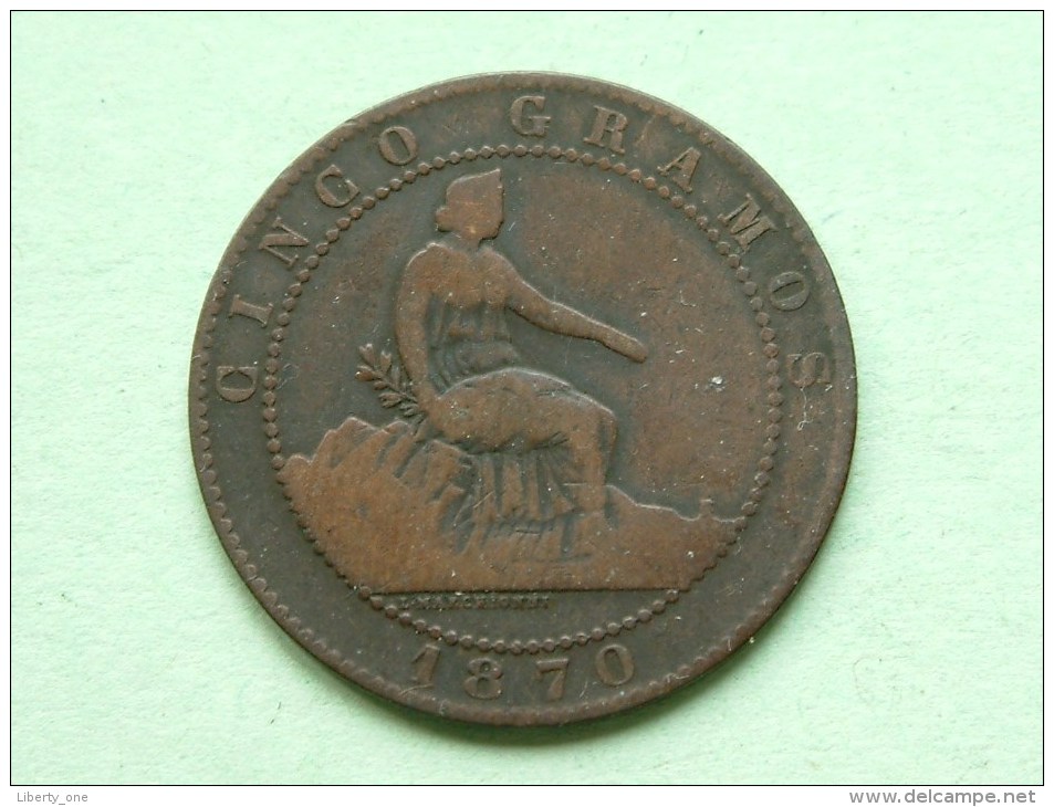 1870 OM - Cinco ( 5 ) Centimos / KM 662 ( For Grade, Please See Photo ) !! - Münzen Der Provinzen