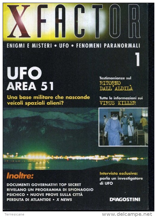 X X FACTOR N.1 UFO AREA 51 ENIGMI E MISTERI UFO FENOMENI PARANORMALI - Altri & Non Classificati