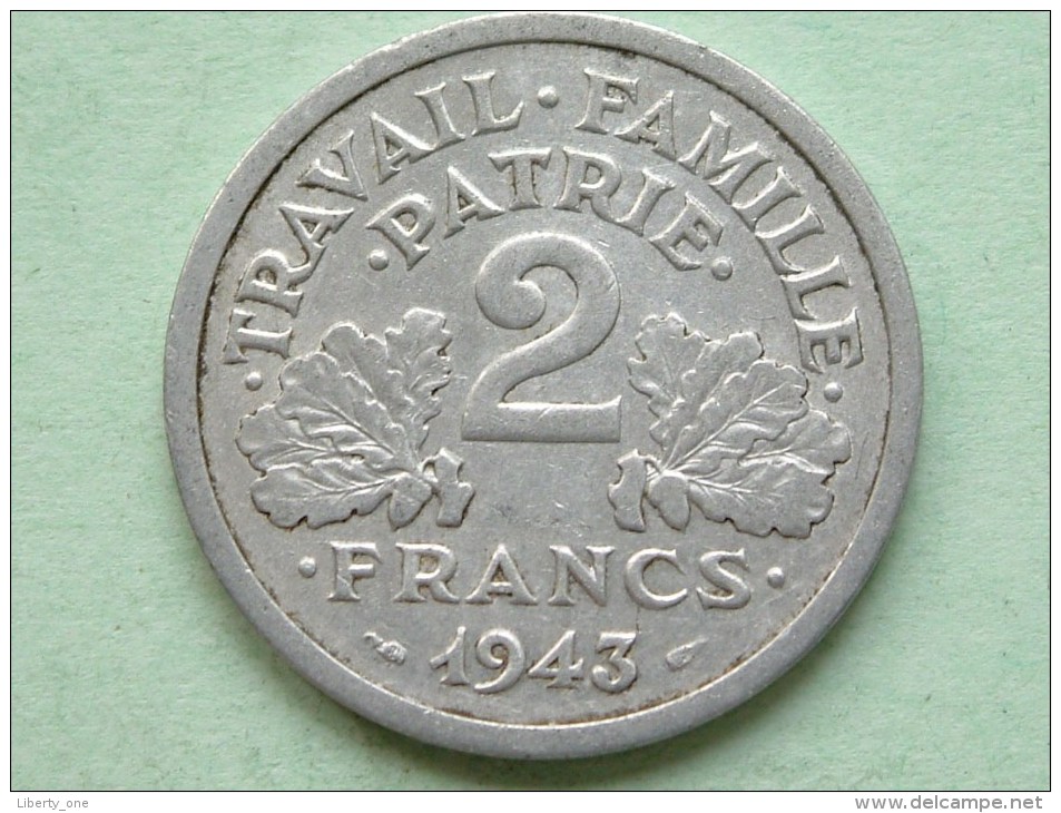 1943 - 2 Francs / KM 904.1 ( For Grade, Please See Photo ) !! - Autres & Non Classés