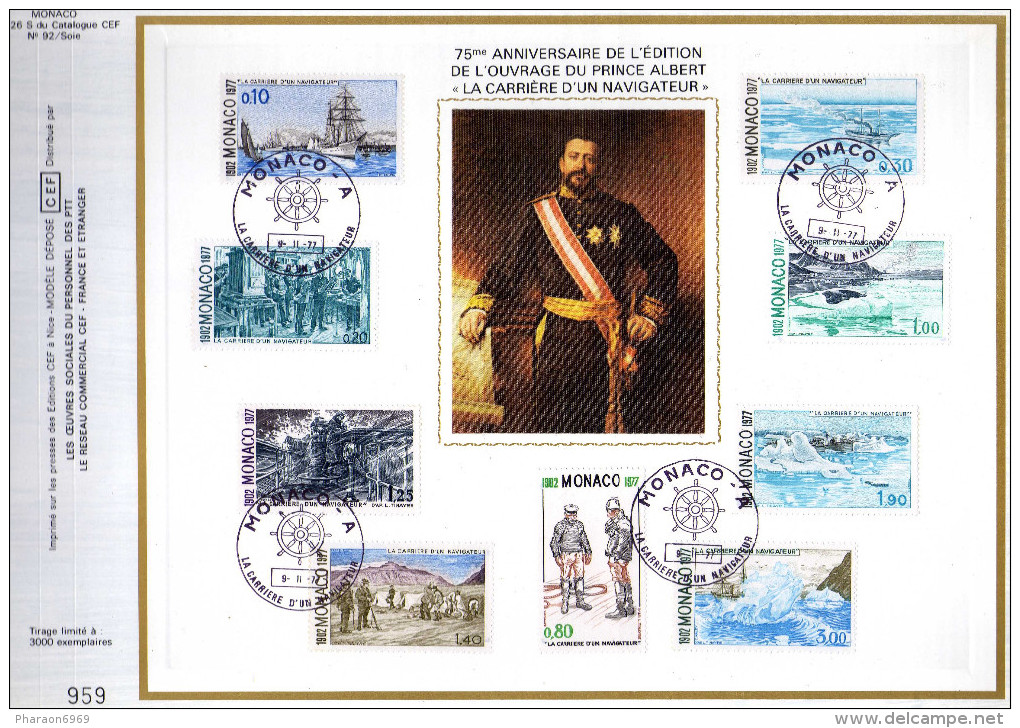 Feuillet Tirage Limité CEF 126 Soie 75e Anniversaire De L´édition Ouvrage Du Prince Albert La Carrière D´un Navigateur - Lettres & Documents