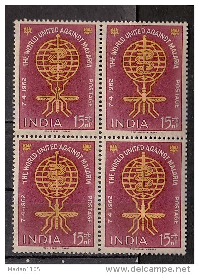 INDIA, 1962, Malaria Eradication, Health, Disease Eradication, Block Of 4, MNH, (**) - Unused Stamps