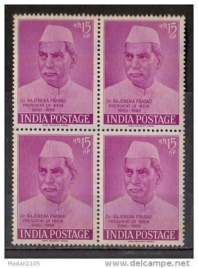 INDIA, 1962,    Retirement Of President Dr. Rajendra Prasad.  Block Of 4, MNH, (**) - Neufs