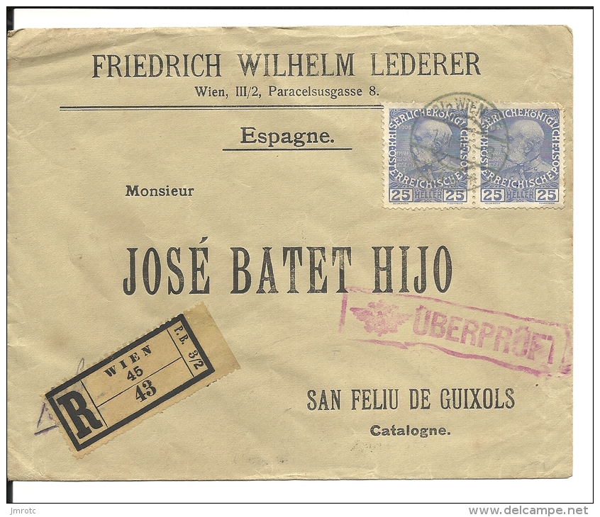 Lettre    Autriche 1915 (424) Pour Espagne - Lettres & Documents