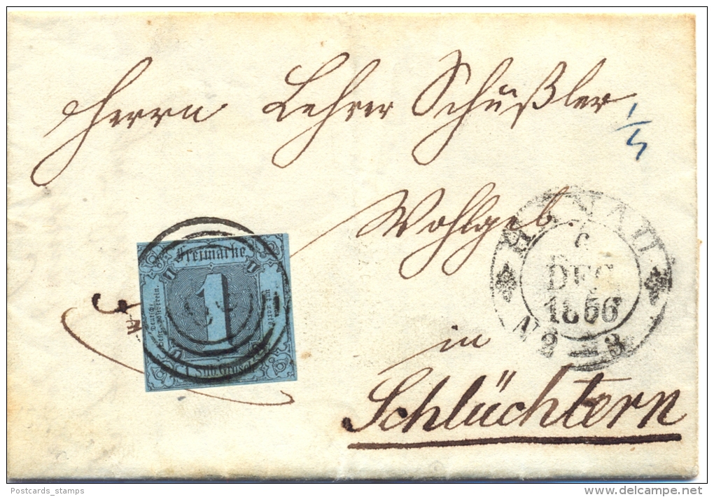 Thurn Und Taxis, Brief Aus Hanau Nach Schlüchtern, Nummernstempel "29", Mit Michel Nr. 11 - Lettres & Documents