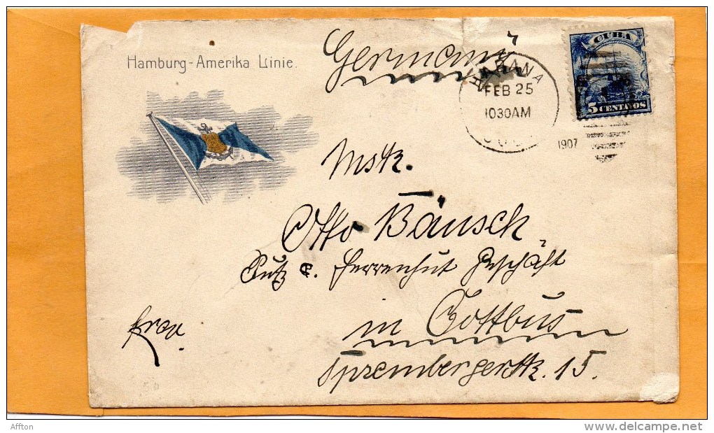 Cuba 1907 Cover Mailed To Germany - Brieven En Documenten