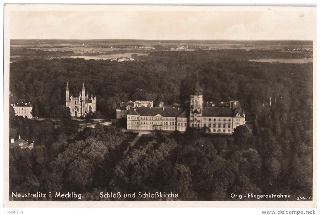 NEUSTRELITZ Schloß Kirche Luftaufnahme 9.3.1940 Verlag Führerschule A Bergmüller - Neustrelitz