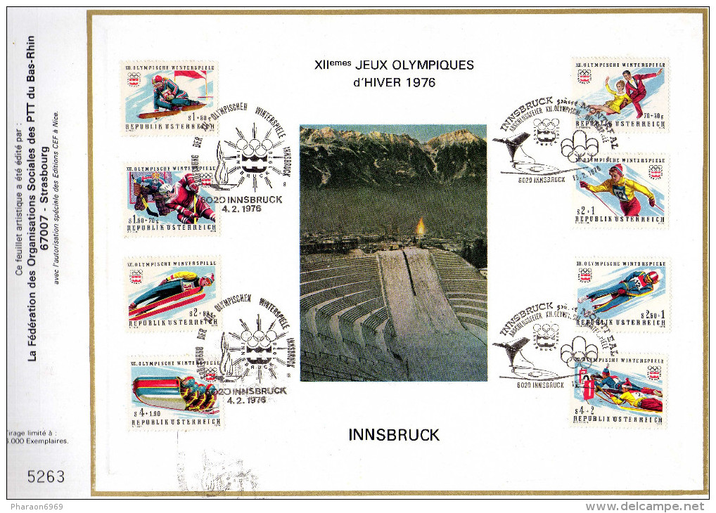 Feuillet Tirage CEF XIIèmes Jeux Olympiques D´hiver 1976 Innsbruck Montréal - Estate 1976: Montreal