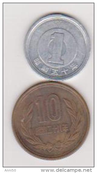 2Münzen  Von Japan, 1, 10 Yen, Ansehen - Japan