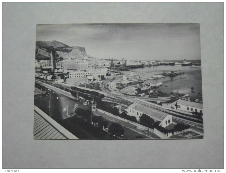 CARTOLINA PALERMO - PORTO E SCALO MARITTIMO - STAZIONE FERROVIARIA PALERMO PORTO - - Palermo