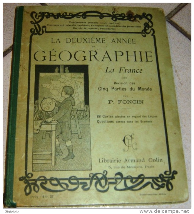 Geographie, Premiere Annee, Cours Moyen P FONCIN ARMAND COLIN 1903 - Other & Unclassified