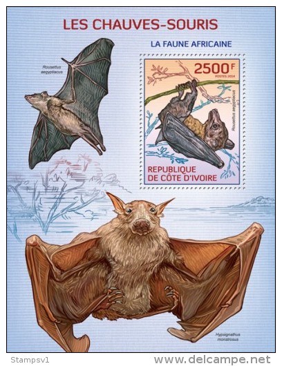 Ivory Coast. 2014 Bats. (102b) - Fledermäuse