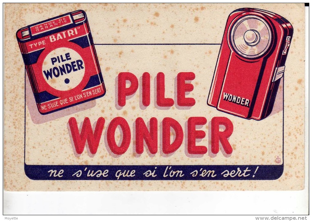 BUVARDS-PUB-PILE WONDER NE S'USE QUE SI L'ON S'EN SERT-13,5 Cm X 21 Cm - Batterie