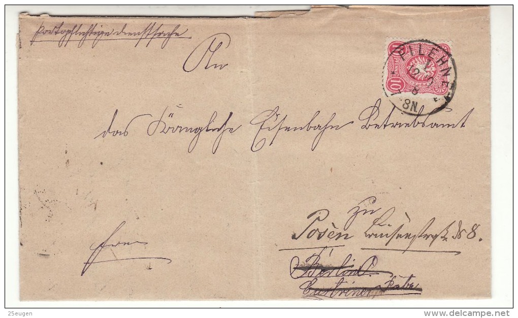 POLAND / GERMAN ANNEXATION 1888  LETTER  SENT FROM  WIELEN  TO  POZNAN - Storia Postale