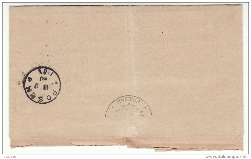 POLAND / GERMAN ANNEXATION 1888  LETTER  SENT FROM  WIELEN  TO  POZNAN - Storia Postale