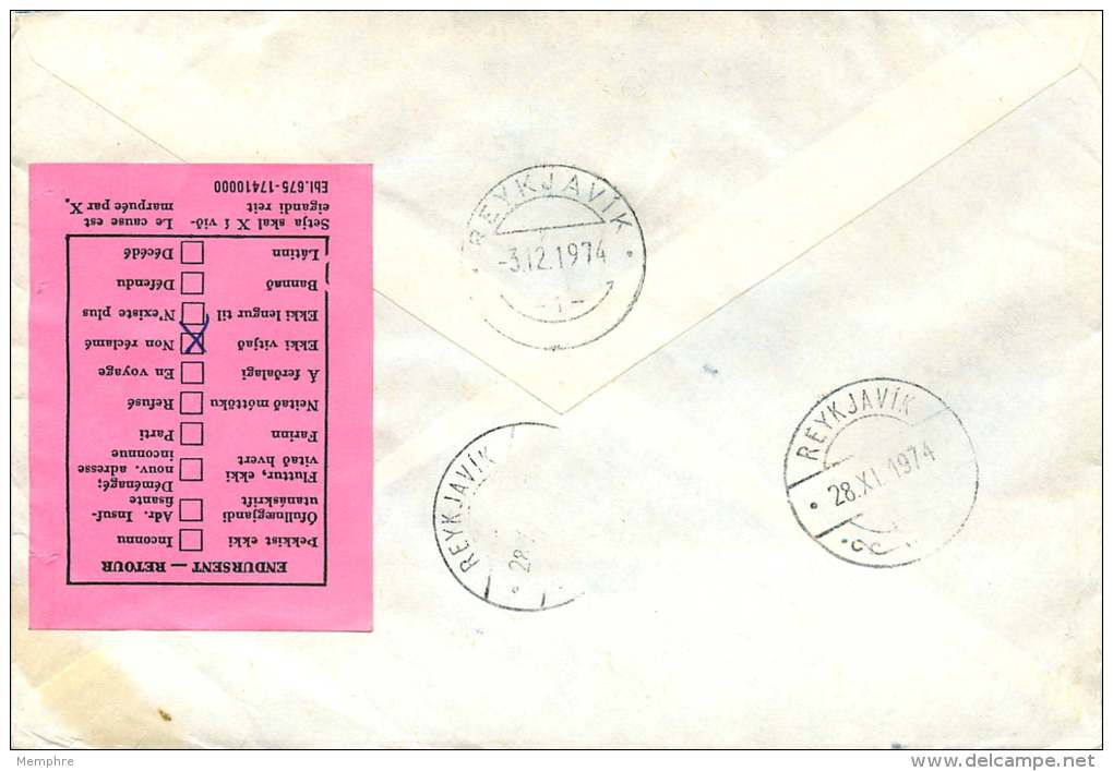 1974   Avis De Retour Sur FDC Allemand - Cartas & Documentos