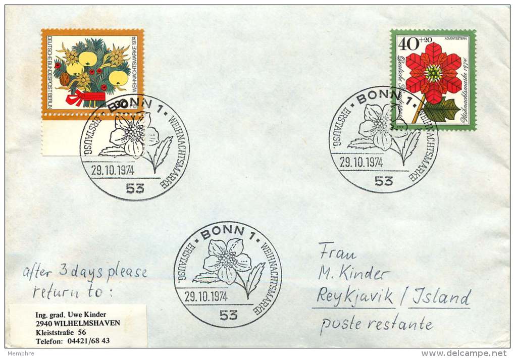 1974   Avis De Retour Sur FDC Allemand - Storia Postale